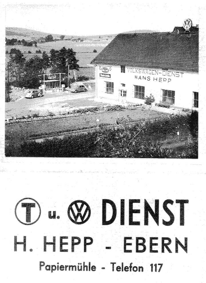 Autohaus Hepp in Ebern im Jahr 1977